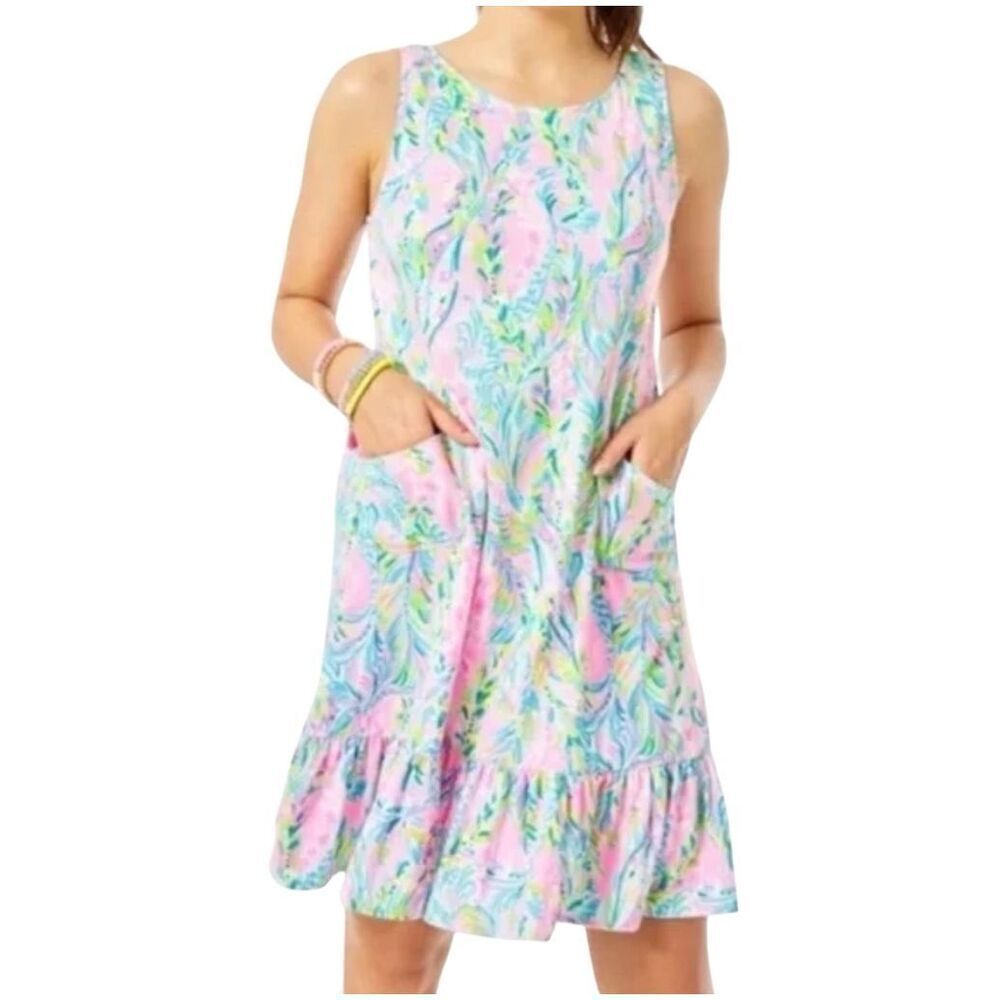 Lilly Pulitzer Kristen Flounce Dress, S Pockets! Crisscross back